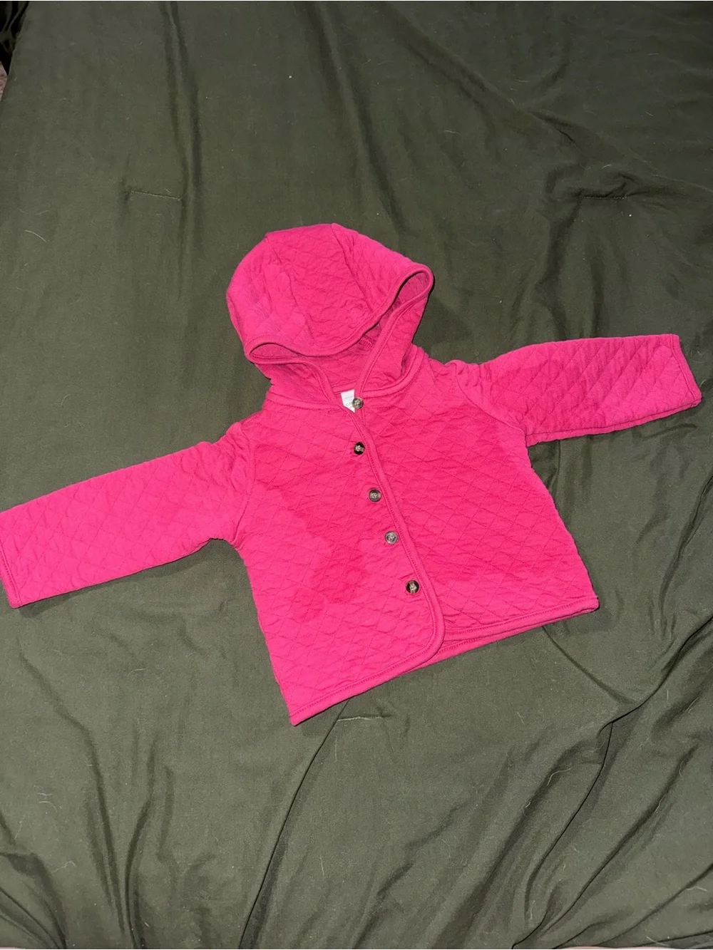 Carter's Fuchsia Quilted Hoodie with Black & Gray Plaid Dress